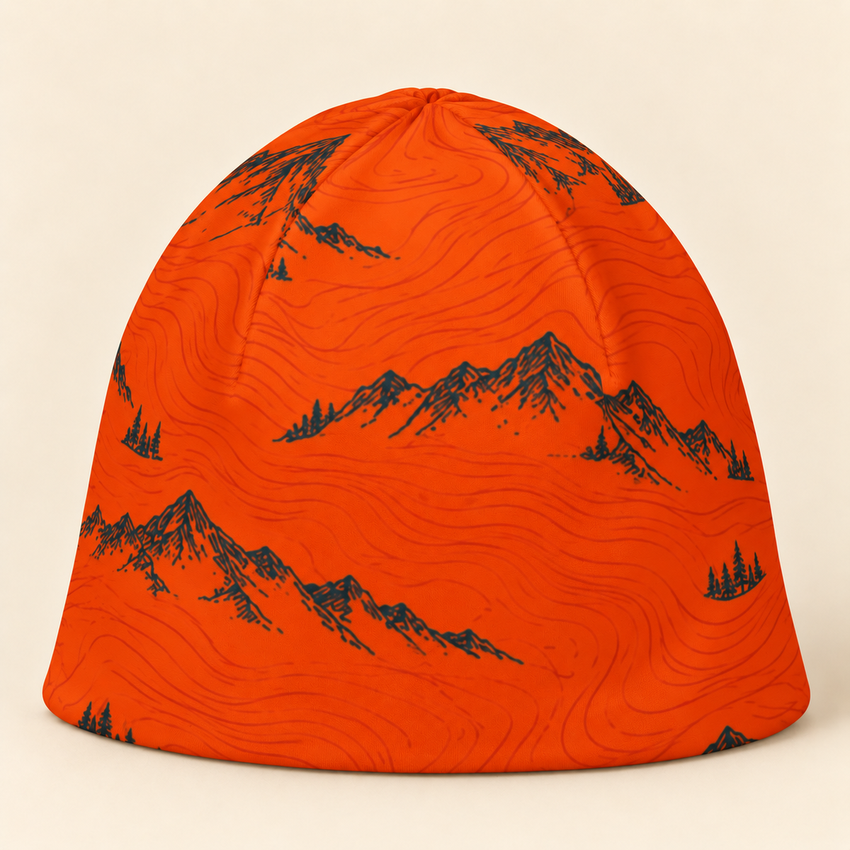 Blaze Ridge Hunter Beanie with rounded silhouette on a cream studio background