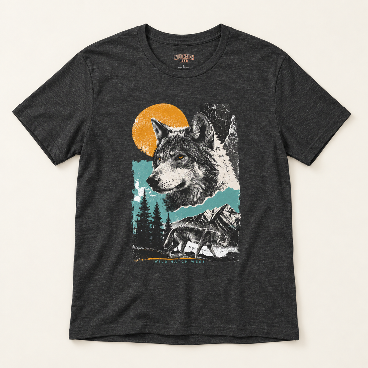 Wolf Mountain Vintage Graphic Tee - White, Natural or Dark Grey