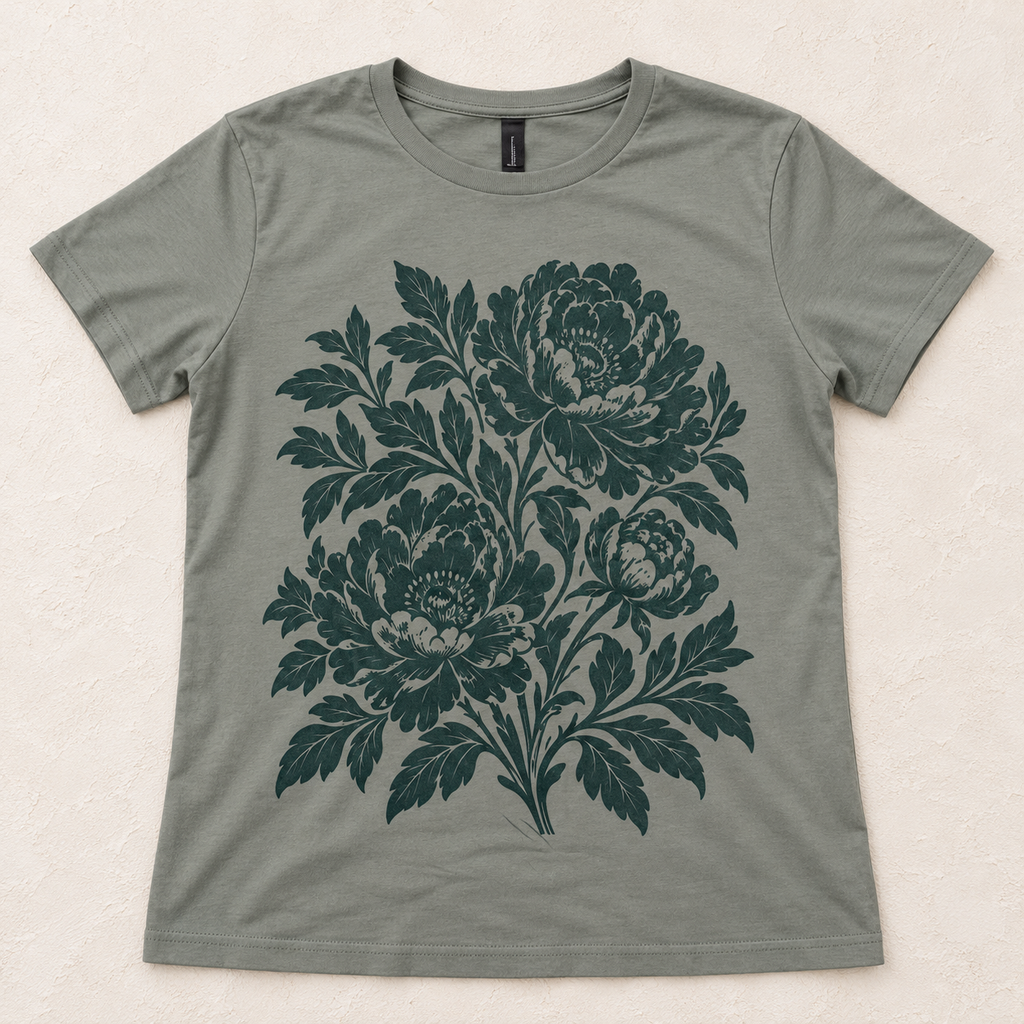 sage peony tee flat lay mock-up