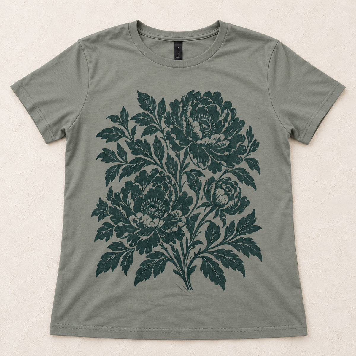 sage peony tee flat lay mock-up