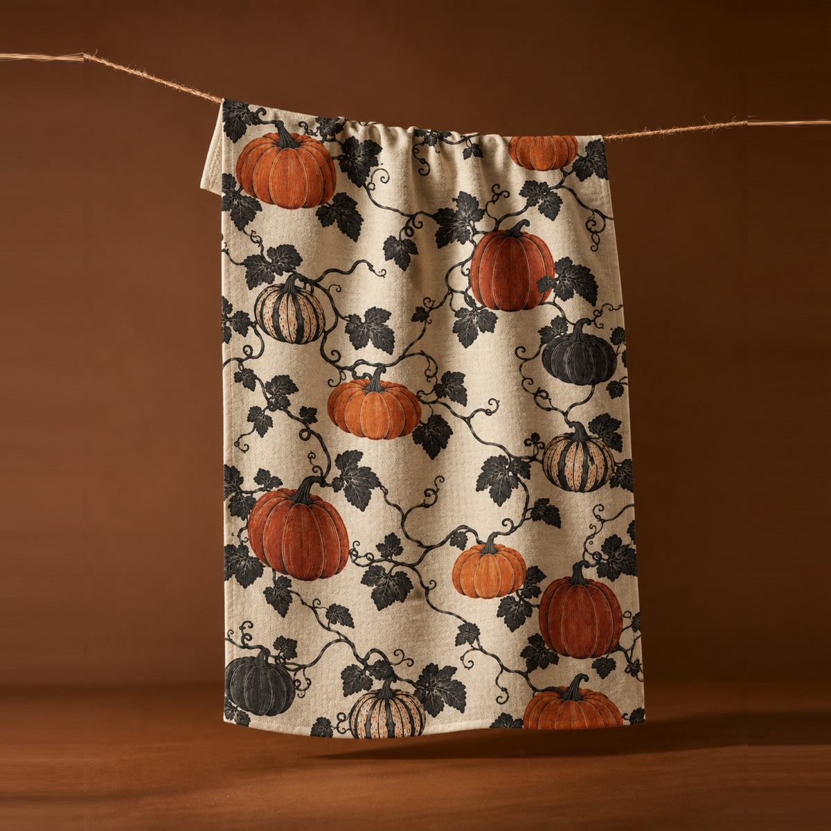 Vintage Pumpkin Vine Tea Towel | Fall Kitchen Decor — hero photo
