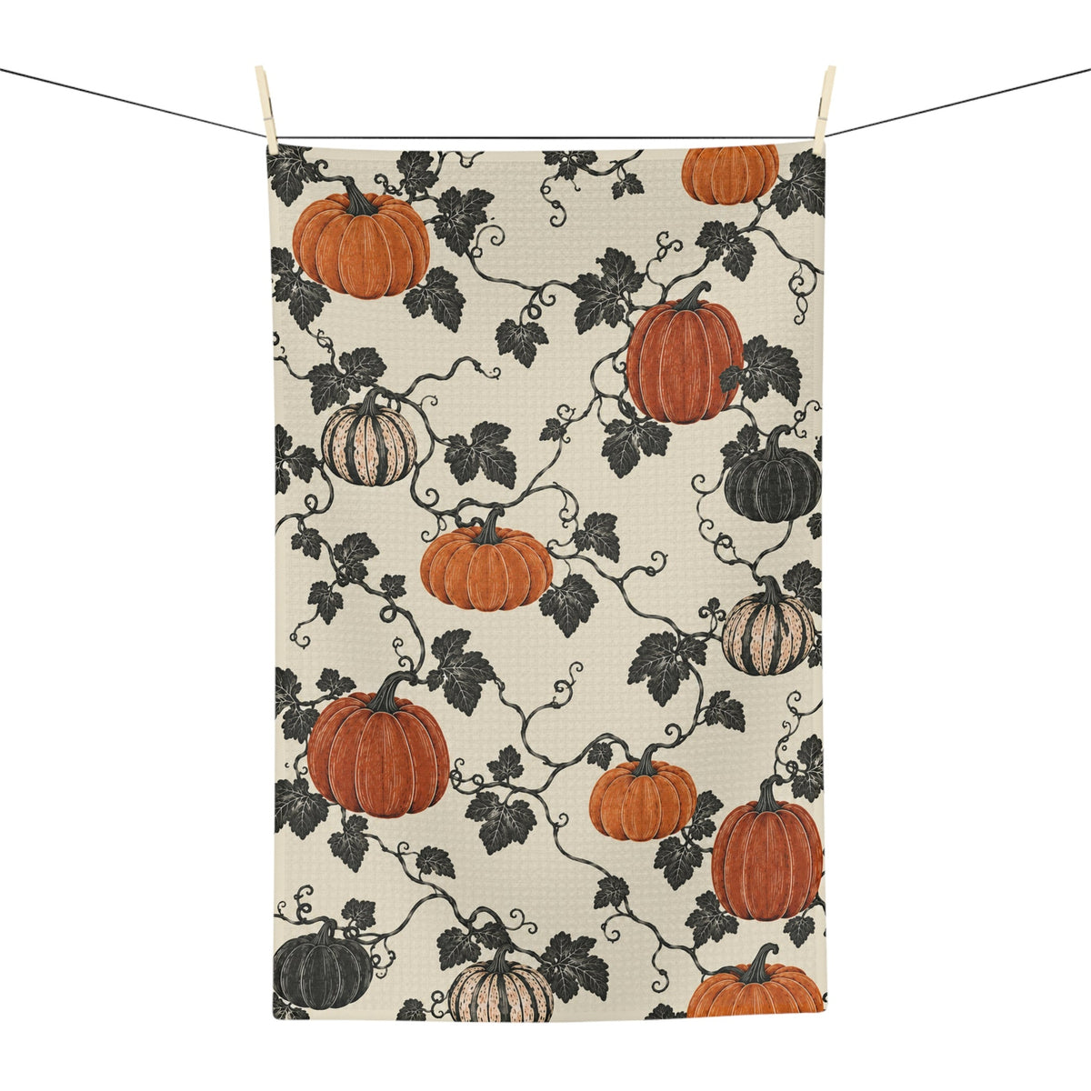 Vintage Pumpkin Vine Tea Towel | Fall Kitchen Decor — product photo 2