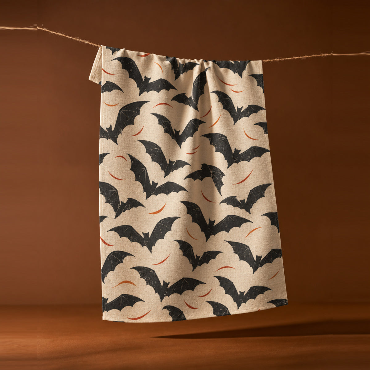 Flying Bats Halloween Microfiber Tea Towel | Spooky Bat Pattern — hero photo