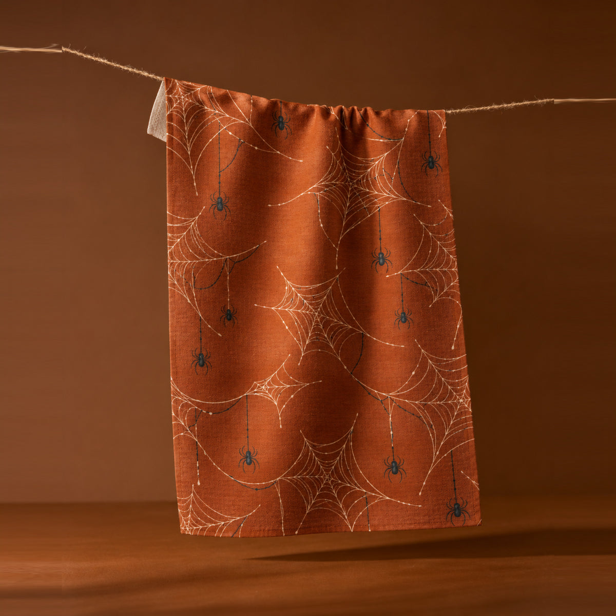 Vintage Spiderweb Pattern Microfiber Tea Towel | Halloween Kitchen Decor — hero photo