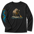 Paddle Bison Active Kids Long-Sleeve — Black front flat lay mock-up