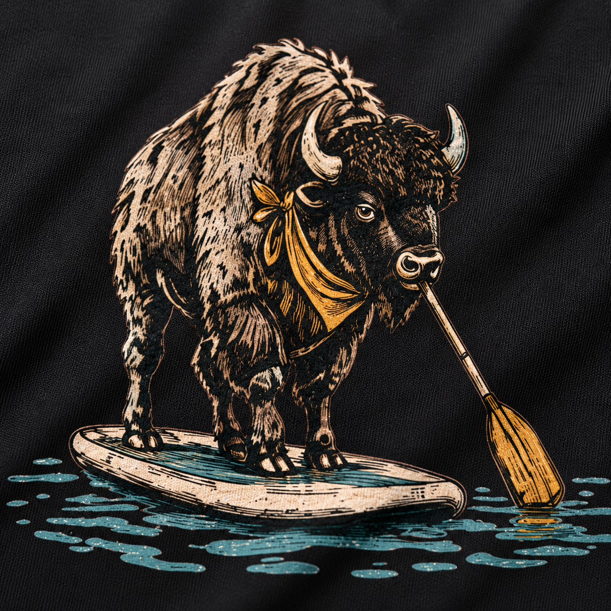Paddle Bison Active Kids Long-Sleeve — Bison artwork close-up mock-up