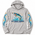 Youth Cutthroat Current SPF Hoodie — Silver front flat lay with sleeve artwork mock-up