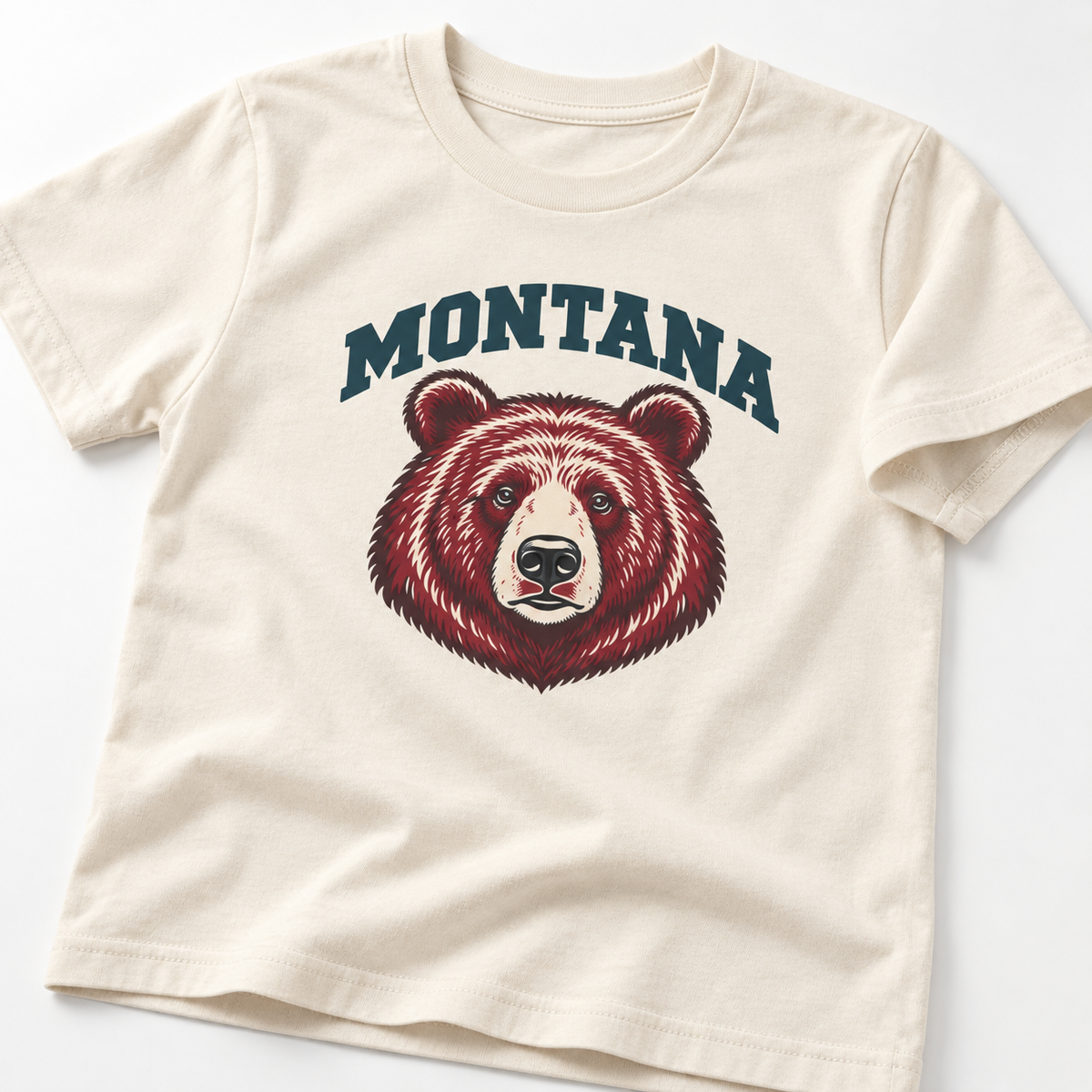 Montana Bear Youth Tee — Maroon bear artwork close-up mock-up