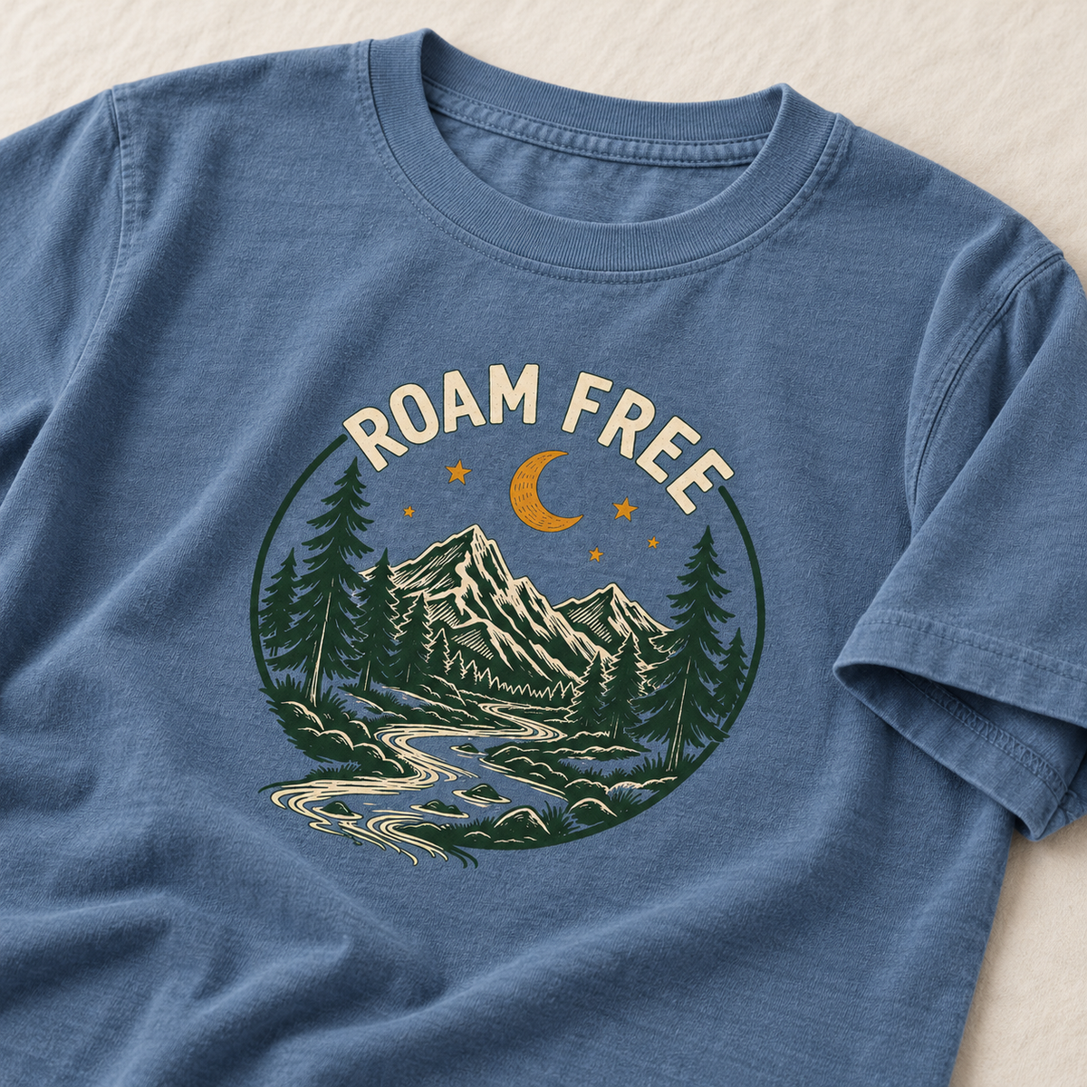 Roam Free Youth Tee — Artwork close-up mock-up