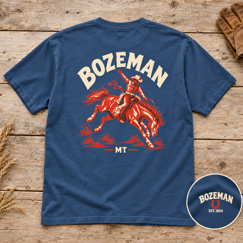 Bozeman Rodeo T-Shirt — styled flat lay