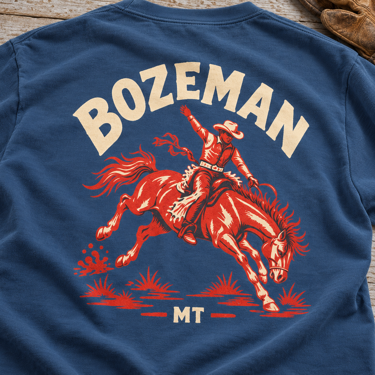 Bozeman Rodeo T-Shirt — artwork close-up