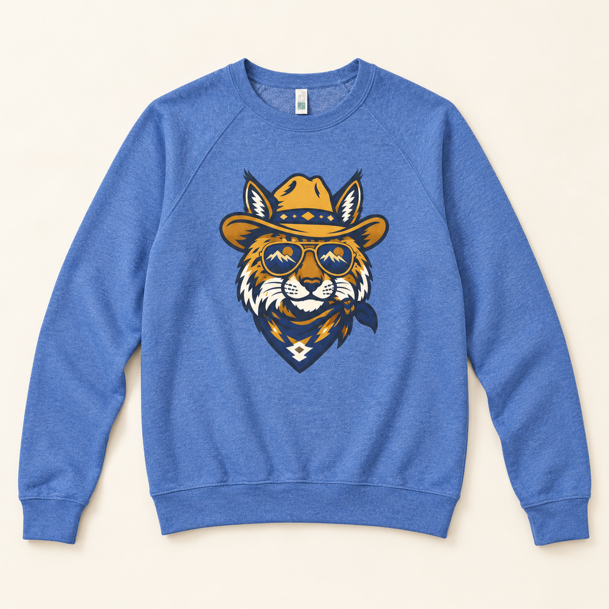 Cowboy Bobcat Sweatshirt — styled flat lay