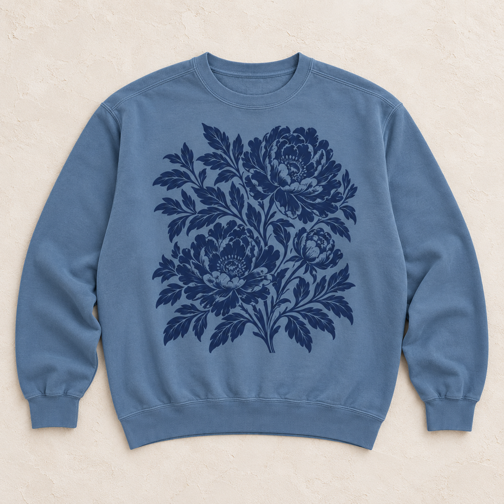 peony sweat blue flat product mock-up