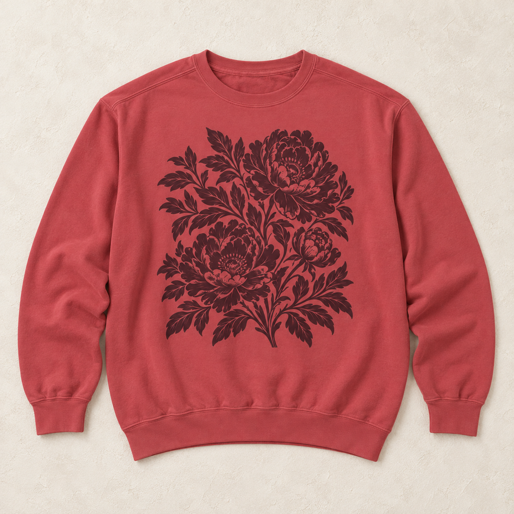 peony sweat crimson flat product mock-up