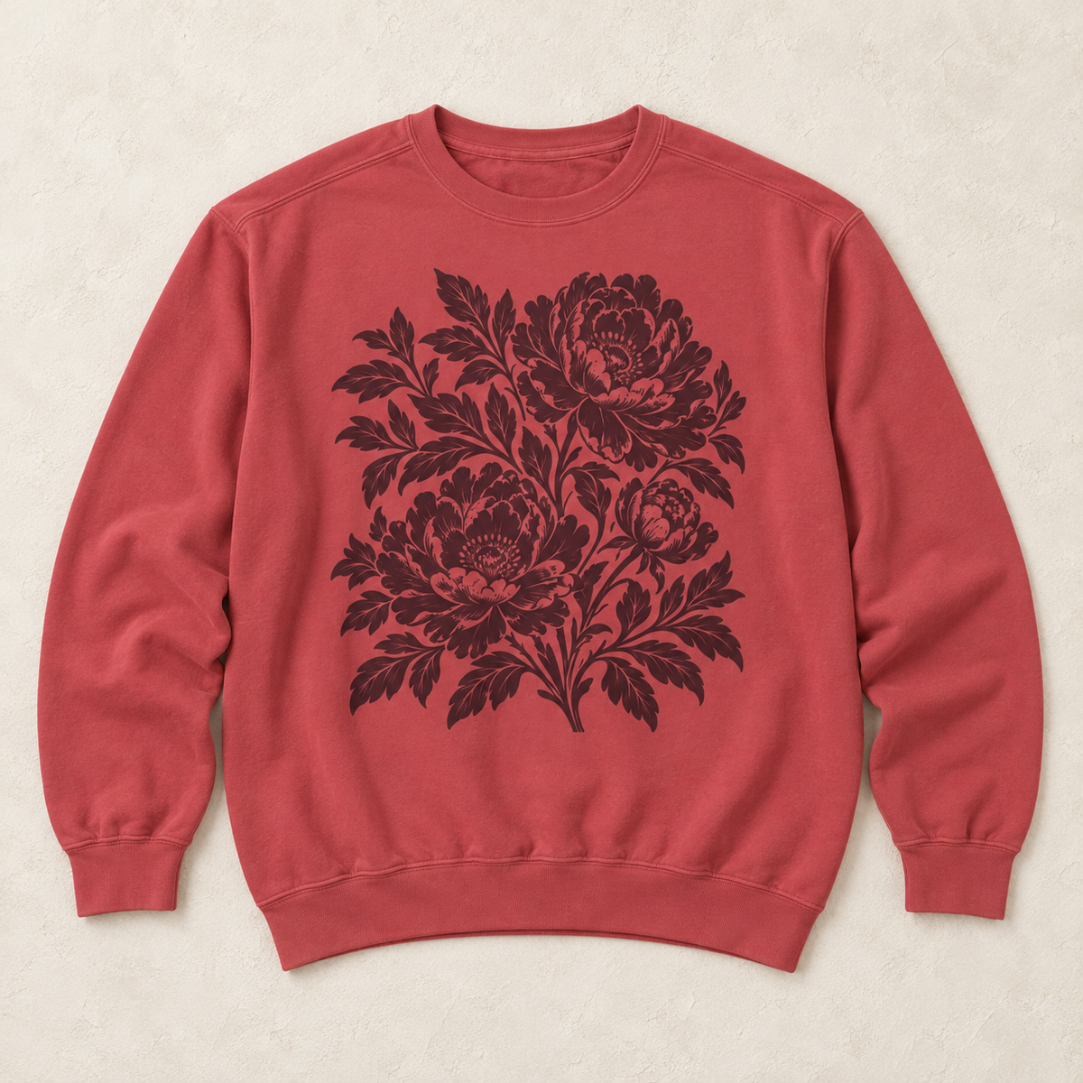 peony sweat crimson flat product mock-up