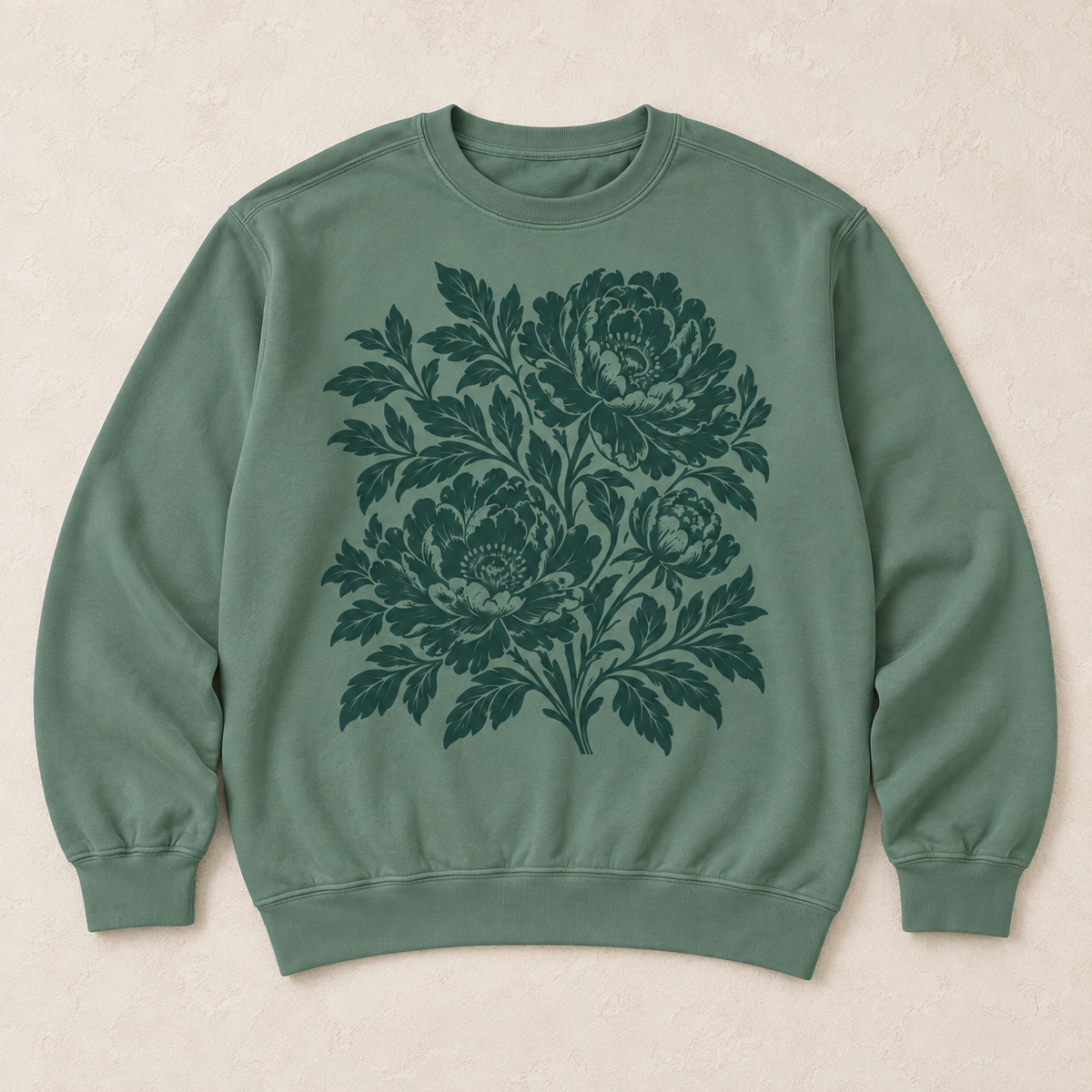 peony sweat green flat product mock-up