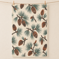 Pine & Cone Pattern Microfiber Tea Towel — cream wall hero