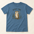 Wildlings Night Owl indigo blue youth tee flat lay
