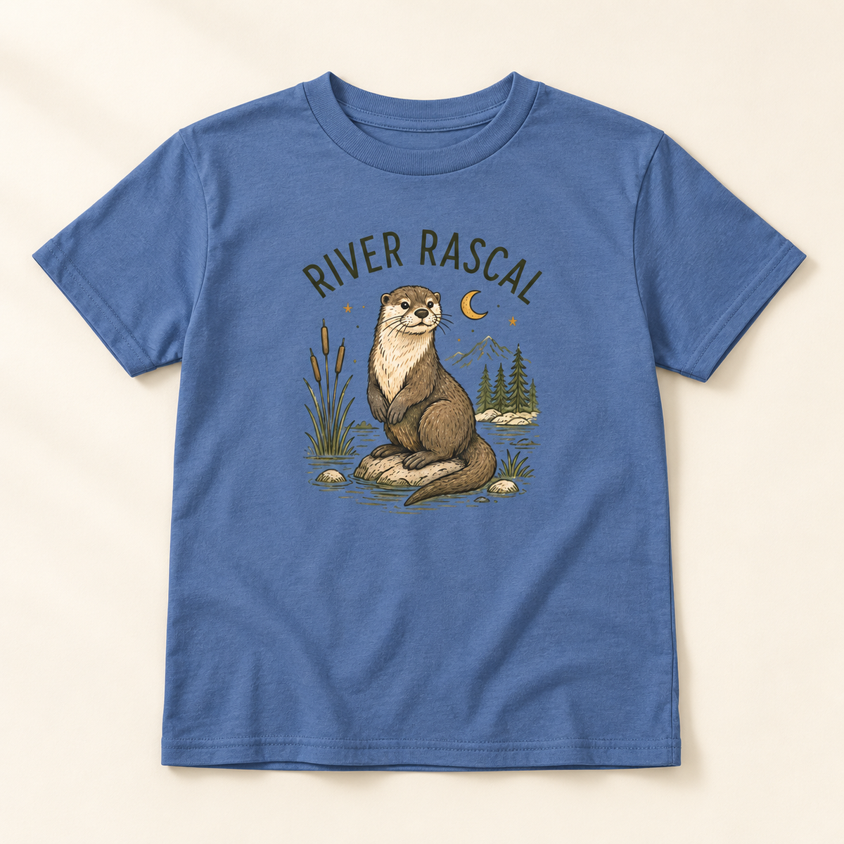 Wildlings River Rascal otter youth tee flat lay